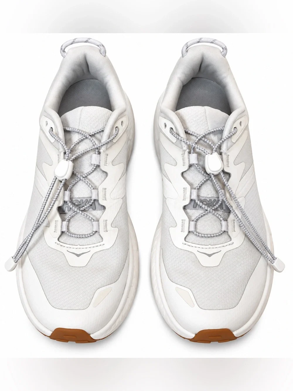Hoka Transport White and Tan Athletic Sneakers